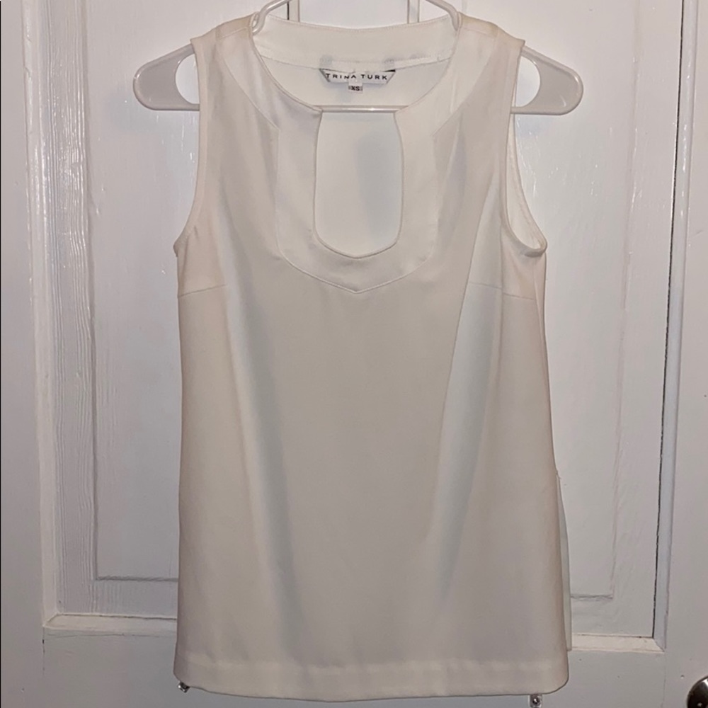Trina Turk XS Sleeveless Scoop-Neck Twill Top